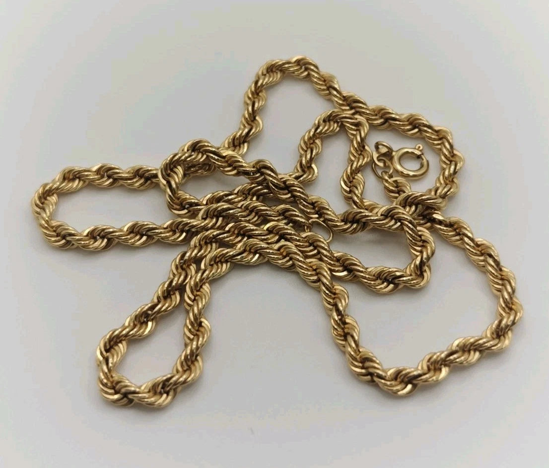 18ct Yellow Gold Rope Twist Necklace 18.5" Postage Available
