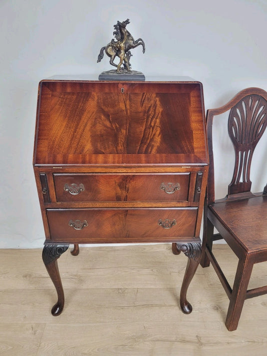 Vintage Writing Desk Bureau Ladies Queen Anne 1940 Lock & Key Delivery Available