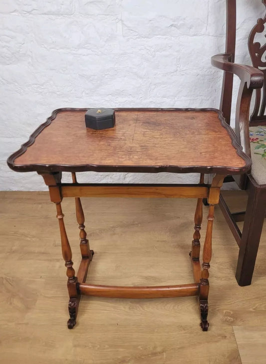 Victorian Side Table Scalloped Edge Carved Foliage Mahogany Postage Available