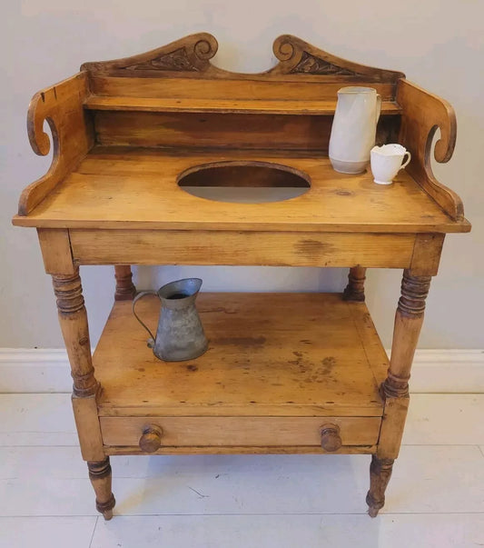 Pine Wash Stand Victorian Carved English 19th Century Country Delivery Available