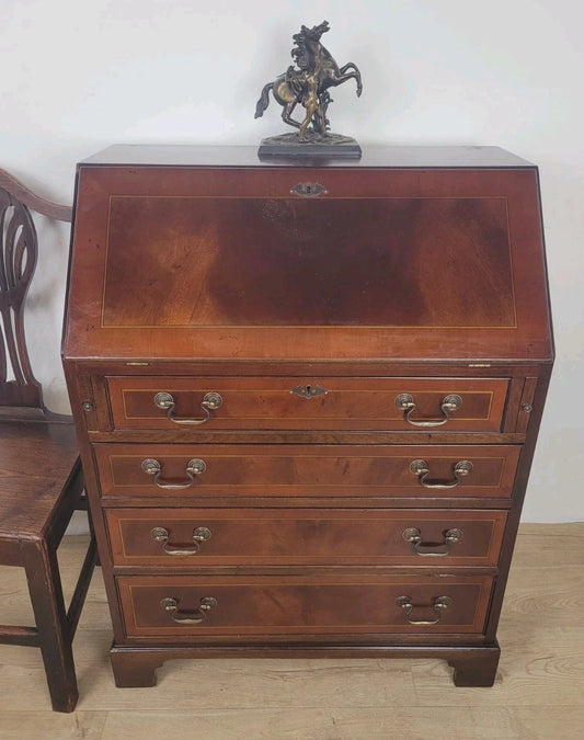 Edwardian Writing Bureau Desk Key & Lock Inlaid Antique 1910 Delivery Available