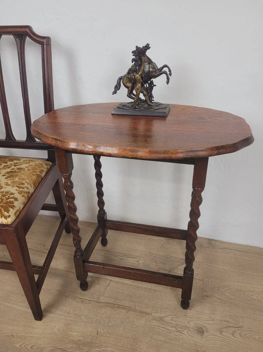 Barley Twist Occasional Table Oak Figured Country English Postage Available