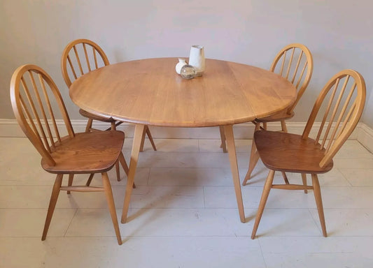 Ercol Dining Set Windsor 400 Drop Leaf Table Hoop Back Chairs Delivery Available