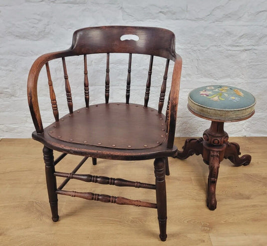 Spindle Back Elbow Chair Edwardian Oak Postage Available