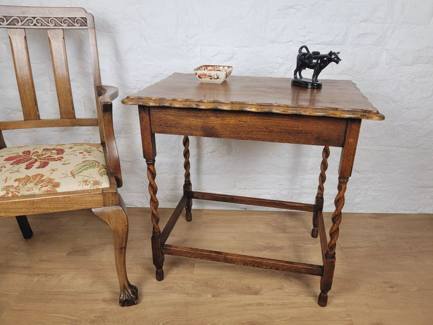 Barley Twist Occasional Table Oak Figured Country English Postage Available