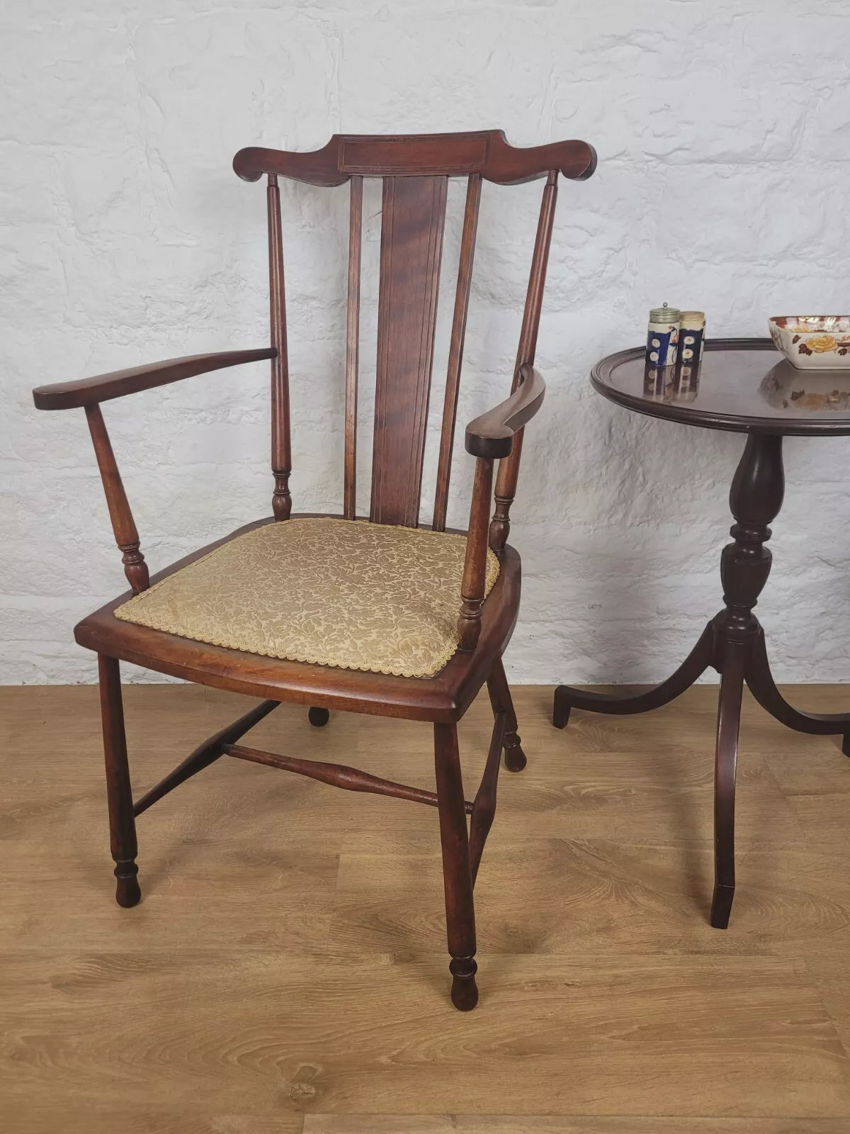 Penny Stickback Armchair 19thC Victorian Inlaid Mahogany Postage Available