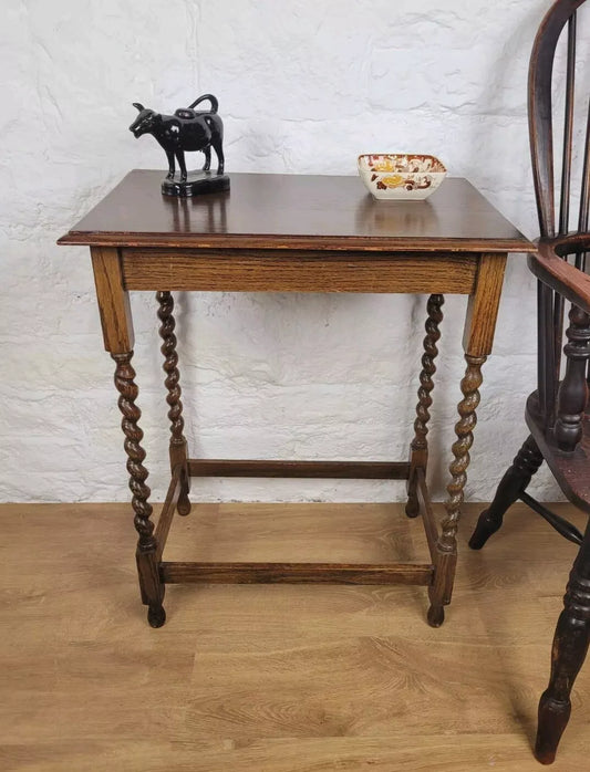 Barley Twist Side Table Oak Country English Antique Postage Available