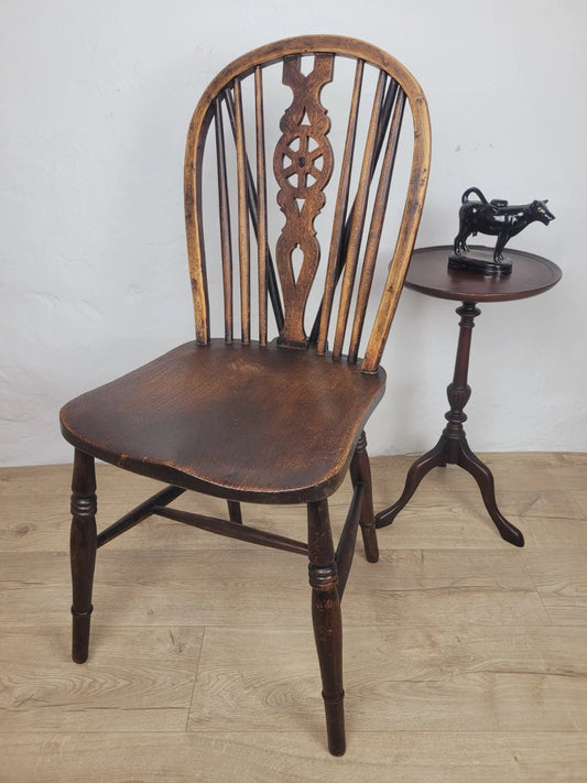 Kitchen Windsor Chair Victorian Country Wheel Back Elm Antique Postage Available