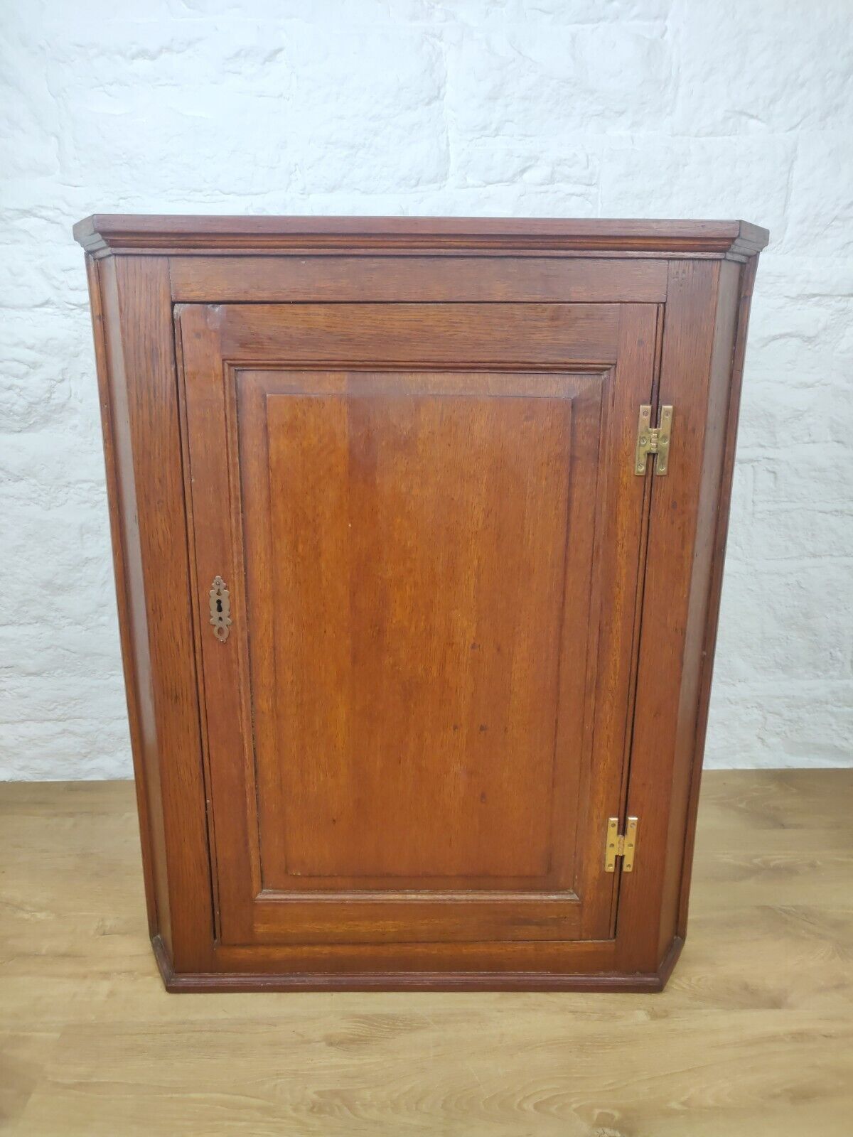 19th Century Corner Cupboard Brass Hinged Panelled Antique Delivery Available