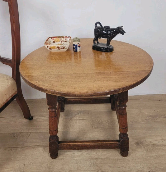 Oak Occasional Table Circular Country Rustic Vintage C1930 Postage Available