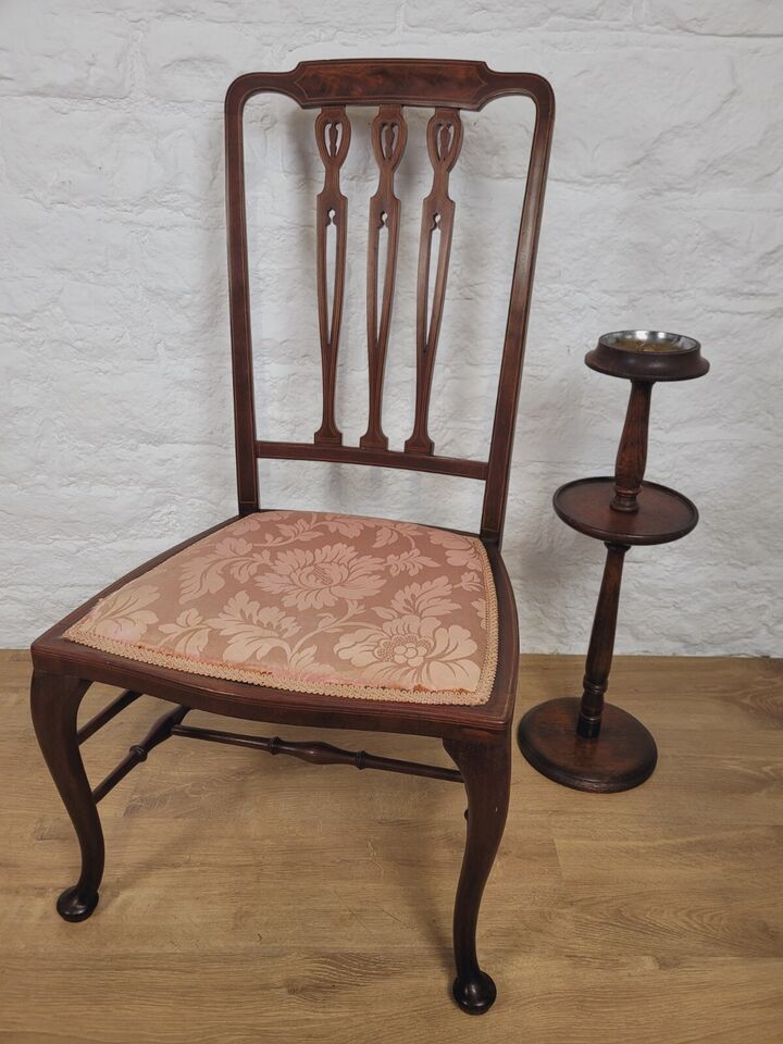 Edwardian Inlaid Accent Chair Heart Backsplat High Back Postage Available