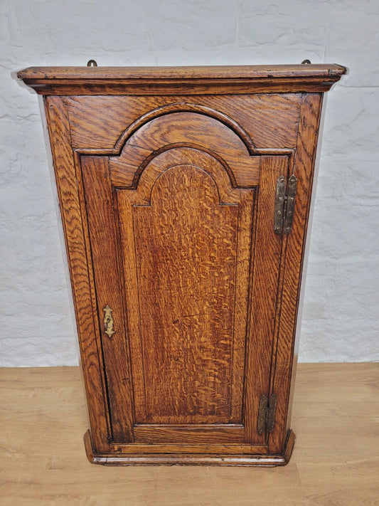 Oak Corner Cupboard 19thC Lock & Key Country Raised Panels Postage Available