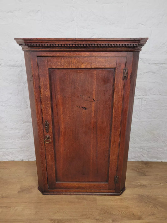 Corner Cupboard 19thC Lock & Key Country Raised Panels Mahogany Postage Available