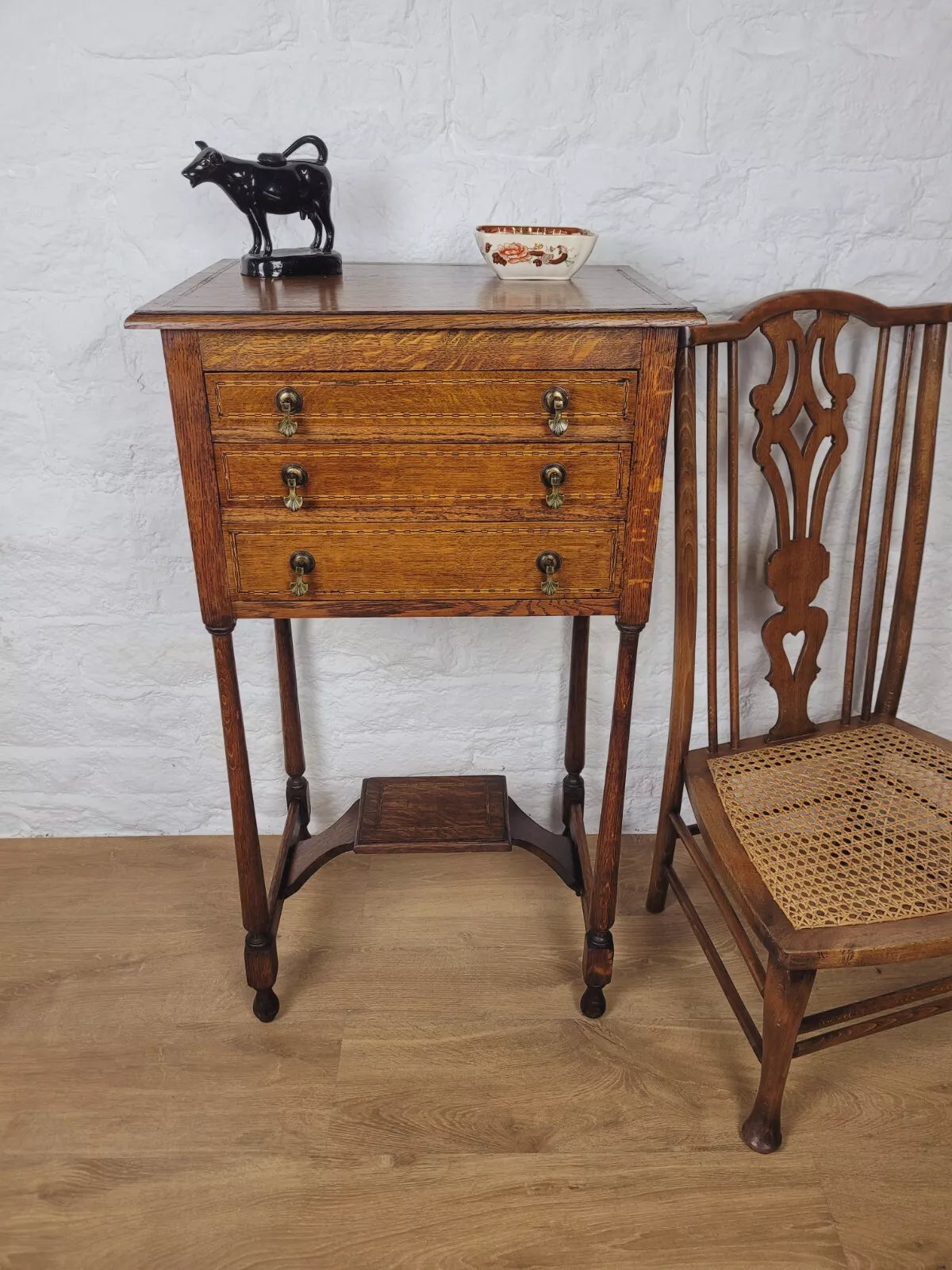 Edwardian Collectors Cabinet Inlaid Oak Graduating Drawers Delivery Available