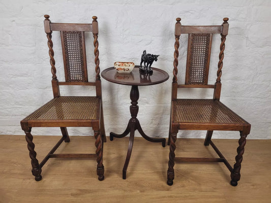 Victorian Dining Chairs Pair Oak Barley Twist Country Bergere Postage Available