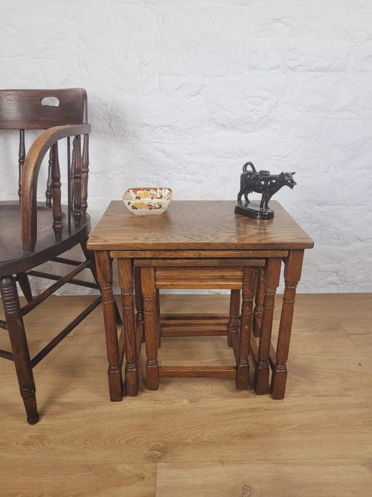 Vintage Nest of Tables Oak Country Rectangular Postage Available