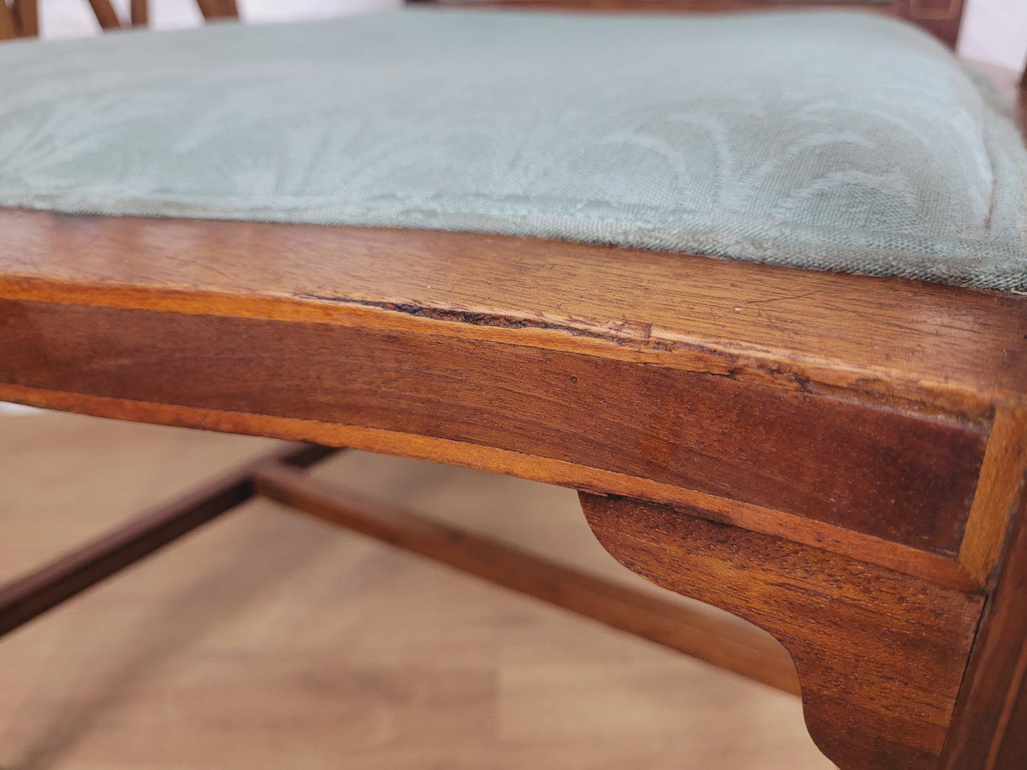 Edwardian High Back Armchair Inlaid Satinwood Upholstered Delivery Available