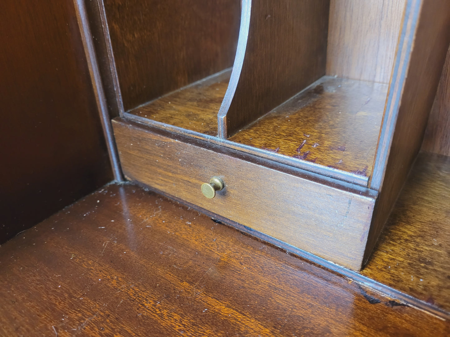 Vintage Writing Bureau Desk Mid 20th Century Mahogany 1960's Delivery Available