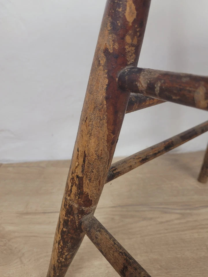 Country Kitchen Chair J.R. Carved Spindle Back 19thC Antique Postage Available