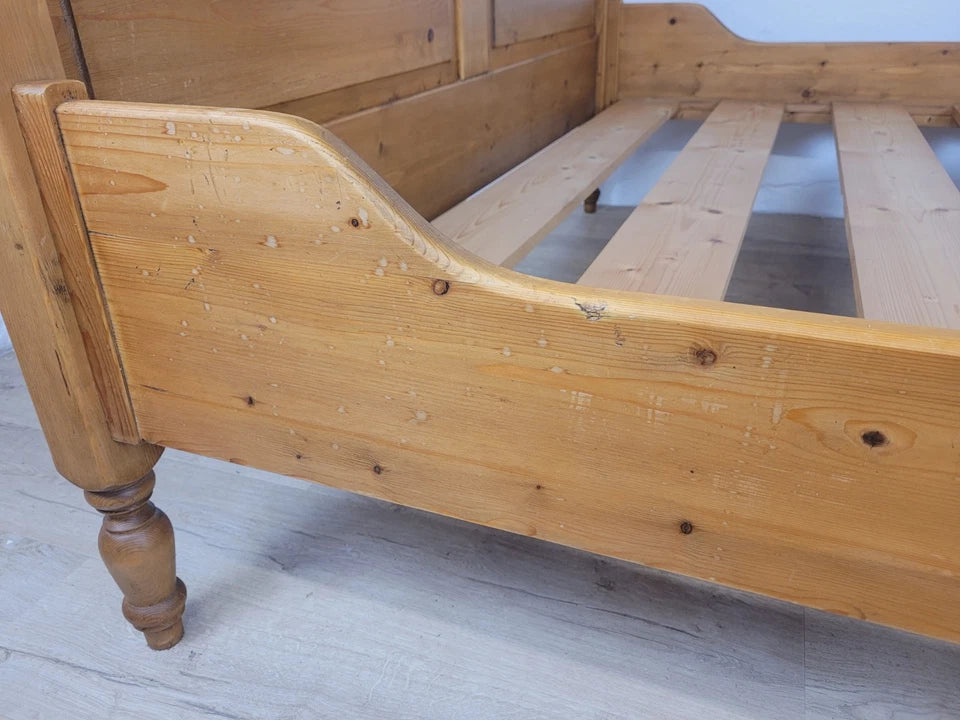 Victorian Sleigh Bed Frame Queen Country Pine Farmhouse 19thC Delivery Available