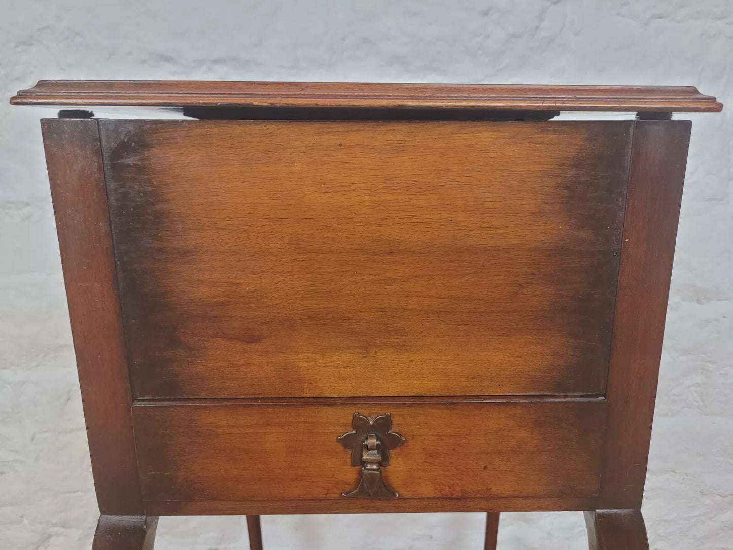 Victorian Sewing Box Blue Drawer Cabriole Legs Antique Postage Available