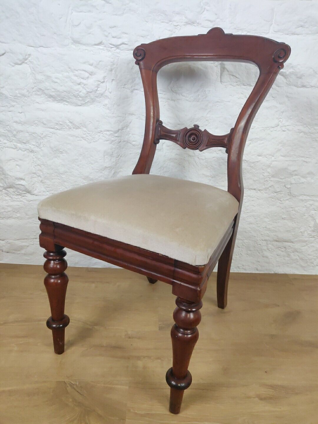 James Reilly Dining Chairs Pair Bulls-eye Ornate 19thC English Postage Available