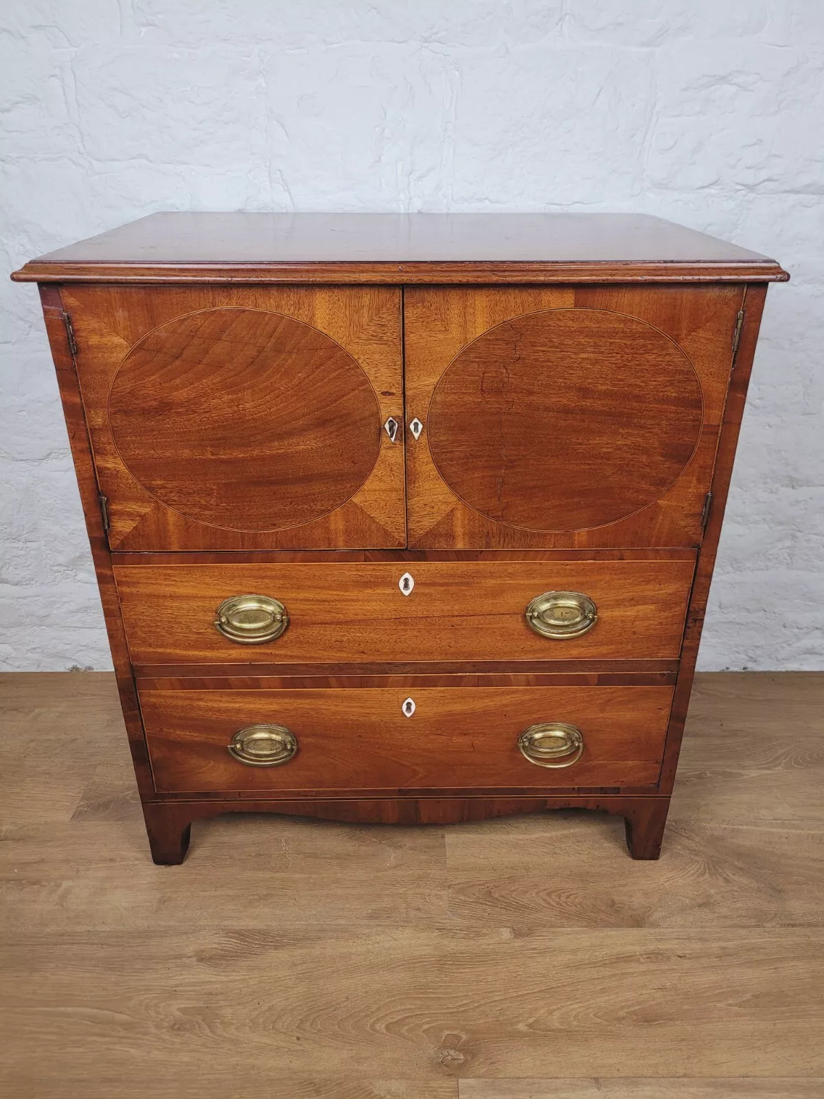 George III Inlaid Cabinet Drawers Lockable Mahogany Country Delivery Available