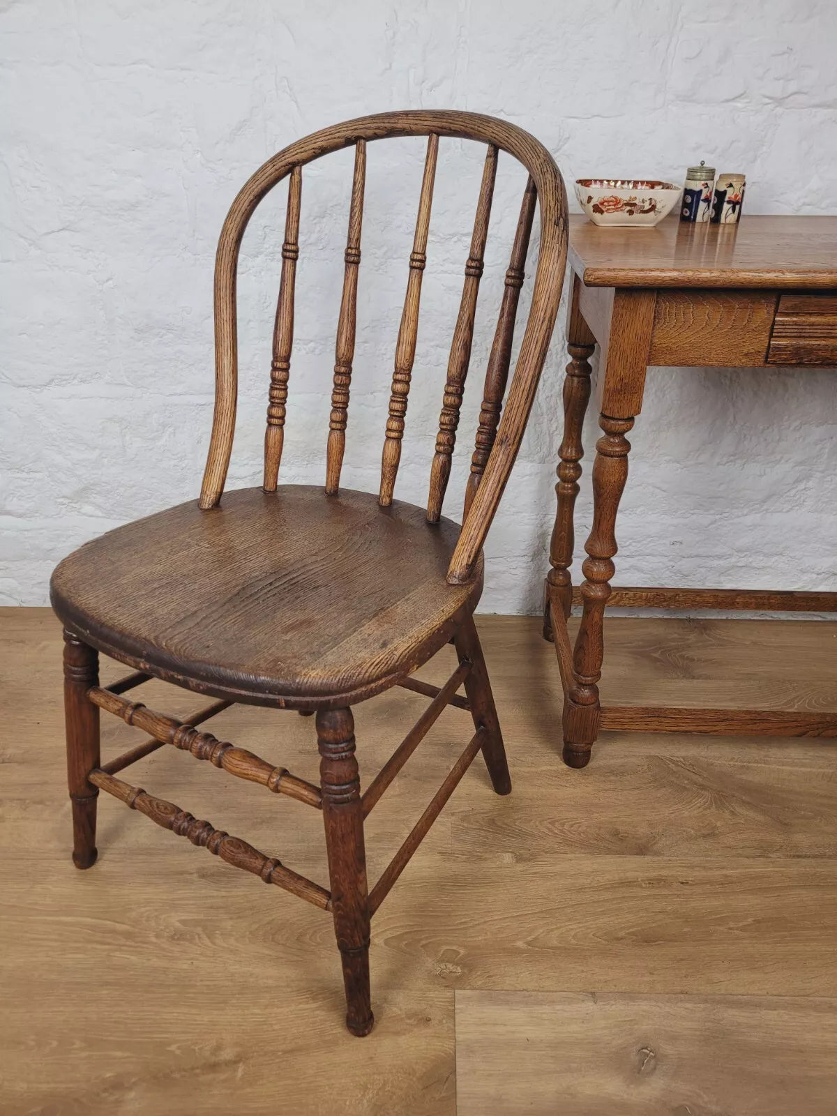 Victorian Windsor Kitchen Chair Oak Spindle Back Country Postage Available