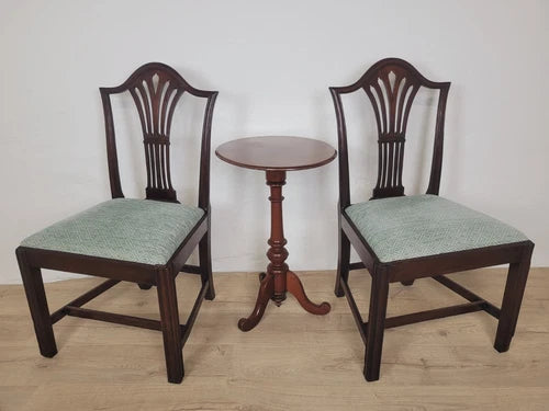 George III Dining Chairs Pair 19thC Carved Leaf Upholstered Postage Available