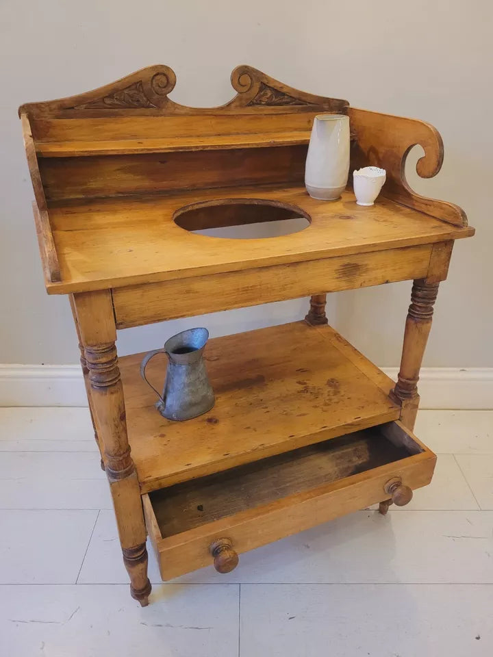 Pine Wash Stand Victorian Carved English 19th Century Country Delivery Available