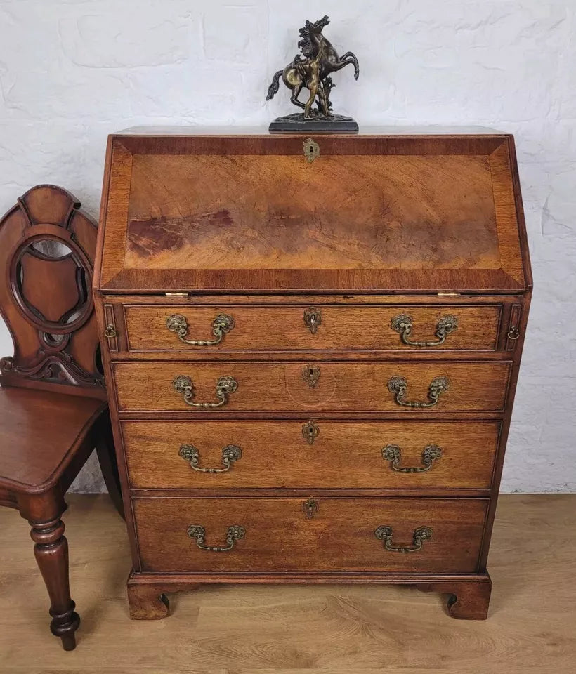 Vintage Writing Bureau Desk Hidden Storage Brass Handles Delivery Available