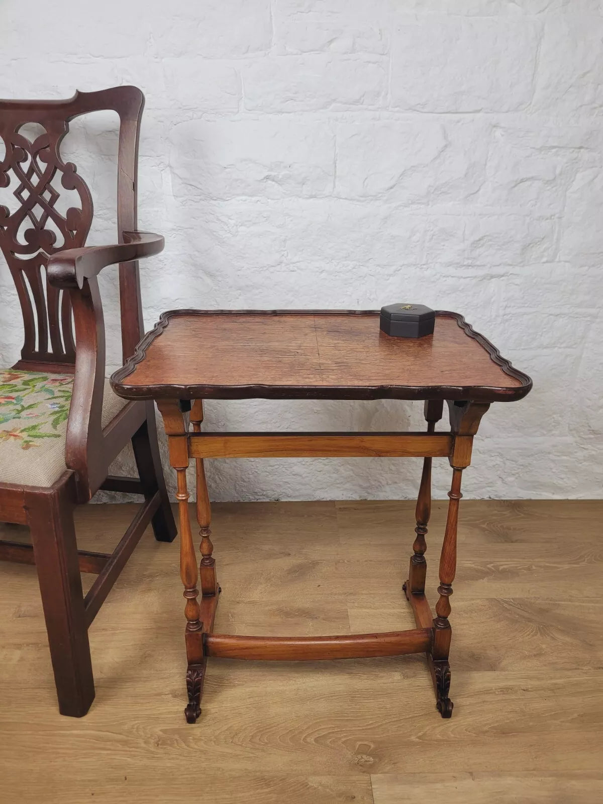 Victorian Side Table Scalloped Edge Carved Foliage Mahogany Postage Available