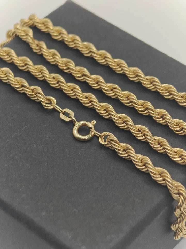 18ct Yellow Gold Rope Twist Necklace 18.5 Inches
