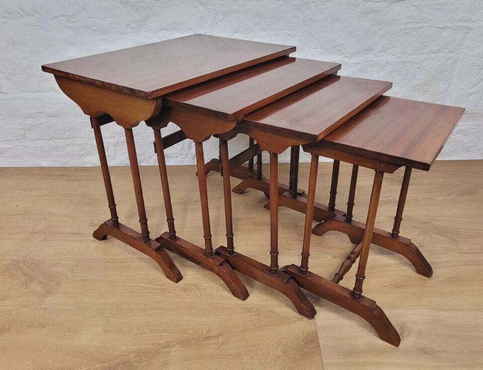 Edwardian Nest of Tables Quartetto Mahogany Rectangular Postage Available