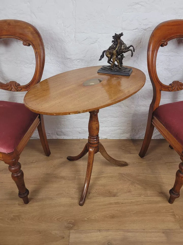 Tripod Tilt Top Table Oval Brass Inset 19th Century Mahogany Postage Available