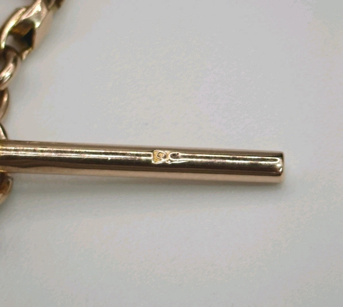 9ct Gold Albert Necklace T-Bar Victorian Charles Daniel Broughton 16.5" Postage