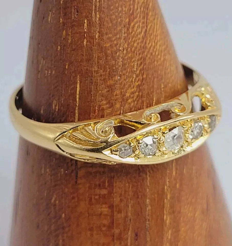 Gold Five Diamond Ring 18ct Edwardian Postage Available