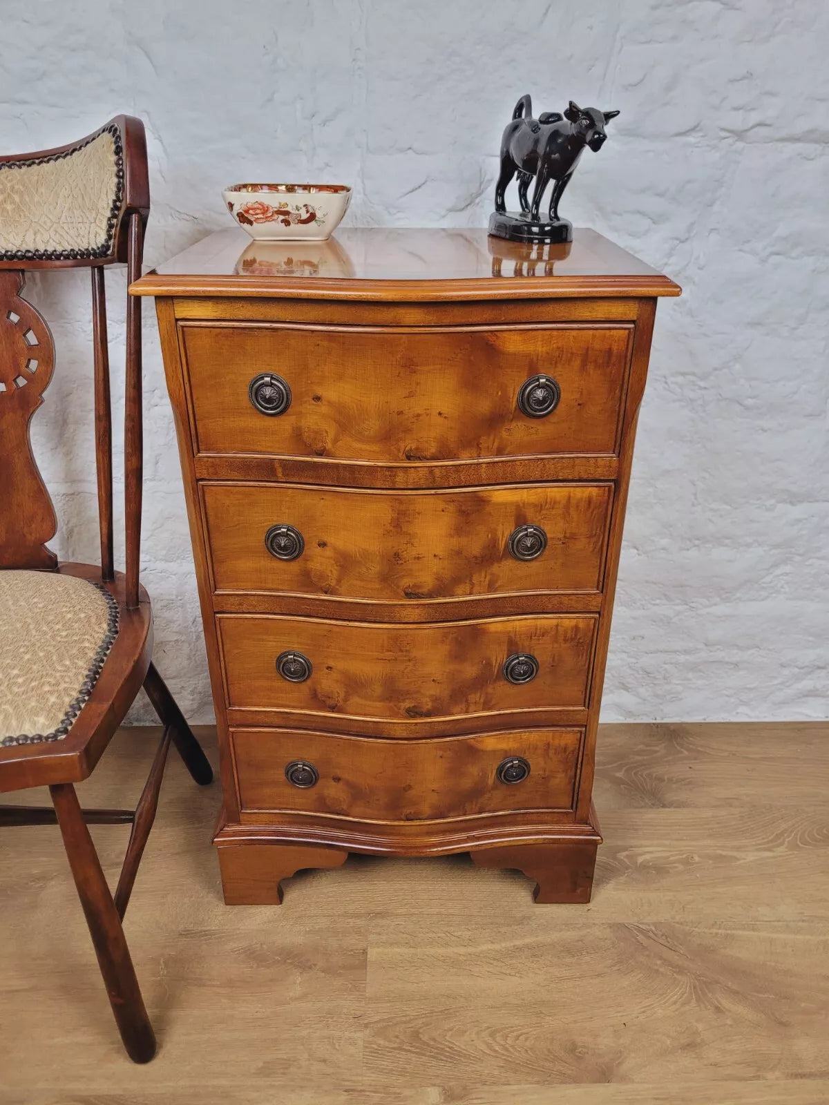 Walnut Chest Of Drawers Serpentine Reproduction Vintage Postage Available