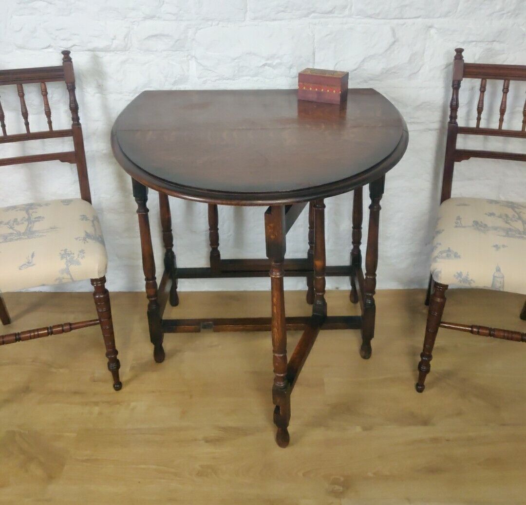 Oak Drop Leaf Table Gateleg Turned Legs Antique Victorian Postage Available