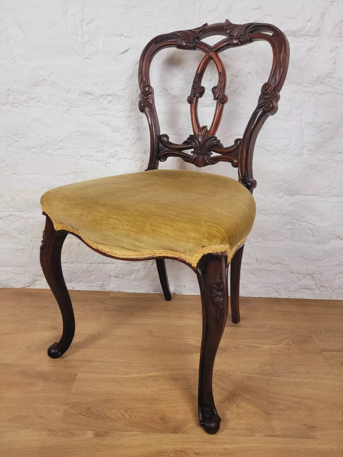 Victorian Dining Chairs 4 Carved Queen Anne Floral Upholstery Postage Available