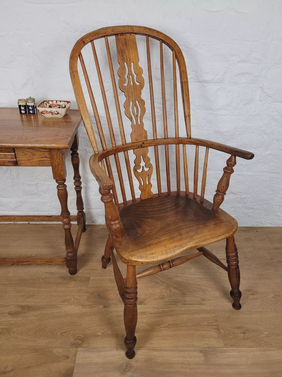 Victorian Windsor Armchair Pierced Splatback Oak Antique 1860s Postage Available