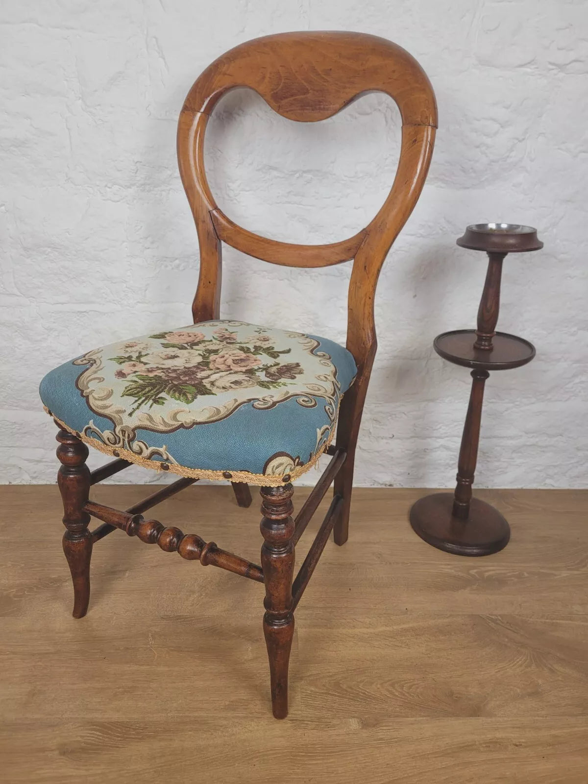 Fruitwood Dining Chair Victorian Balloon Back Upholstered Postage Available