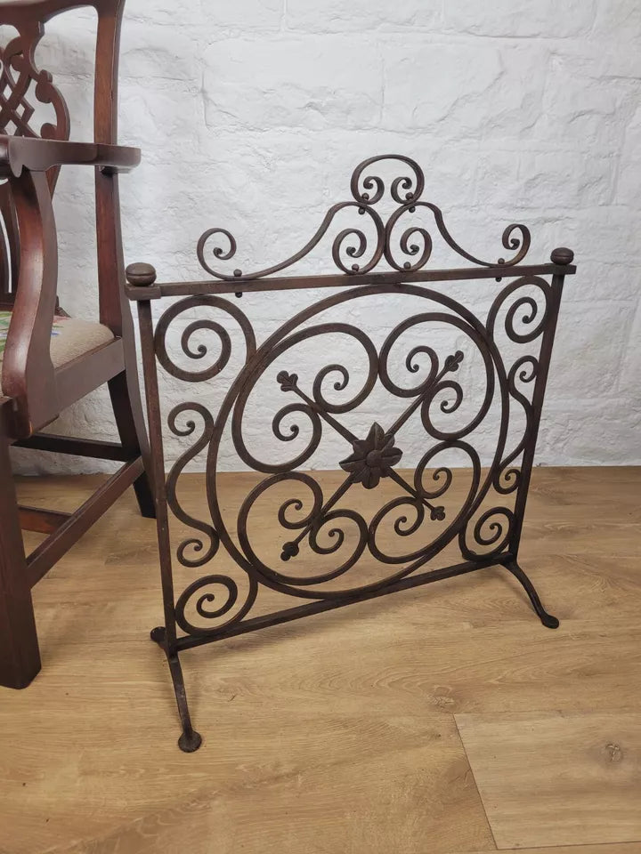 Victorian Fire Screen Fireguard Wrought Iron Floral 19th Century Postage Available