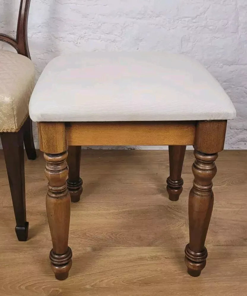 Willis Gambler Dressing Stool Vintage Mahogany Upholstered Postage Available