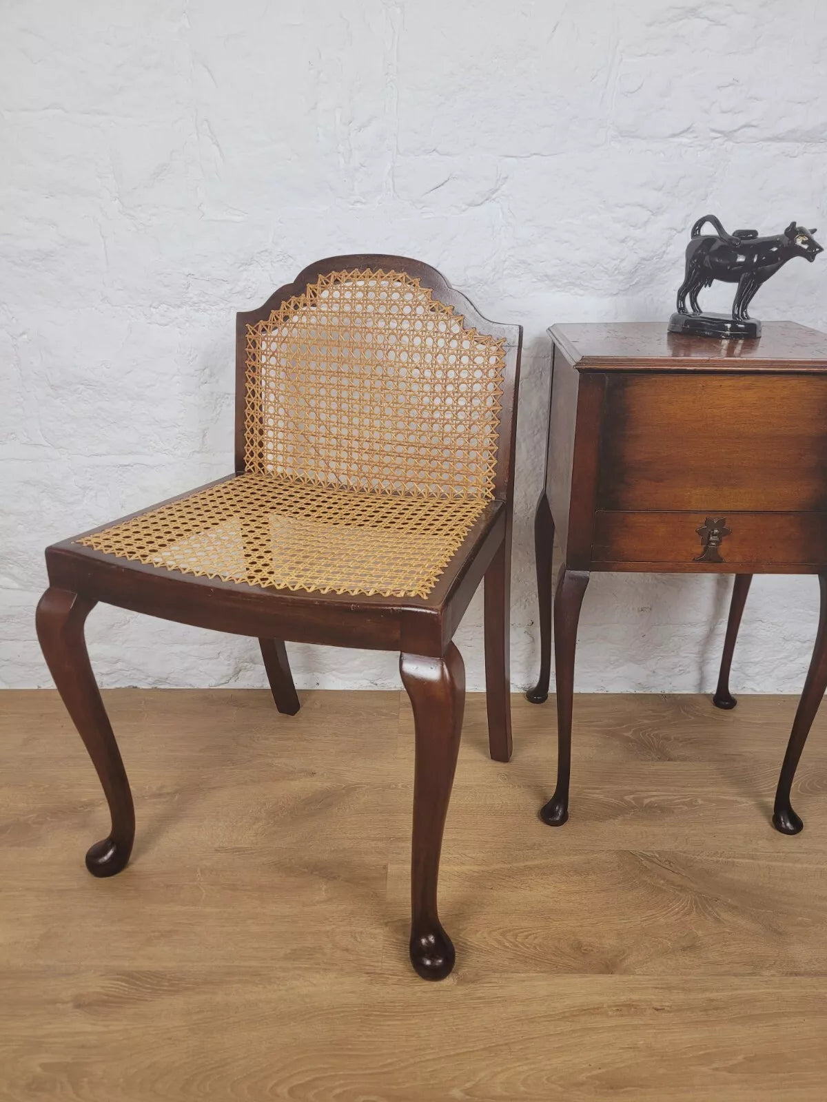 Victorian Cane Bedroom Chair Queen Anne Antique Mahogany Postage Available