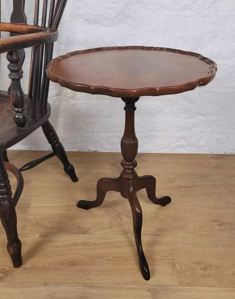 Piecrust Tripod Wine Table Fluted Leg Mahogany Vintage Postage Available