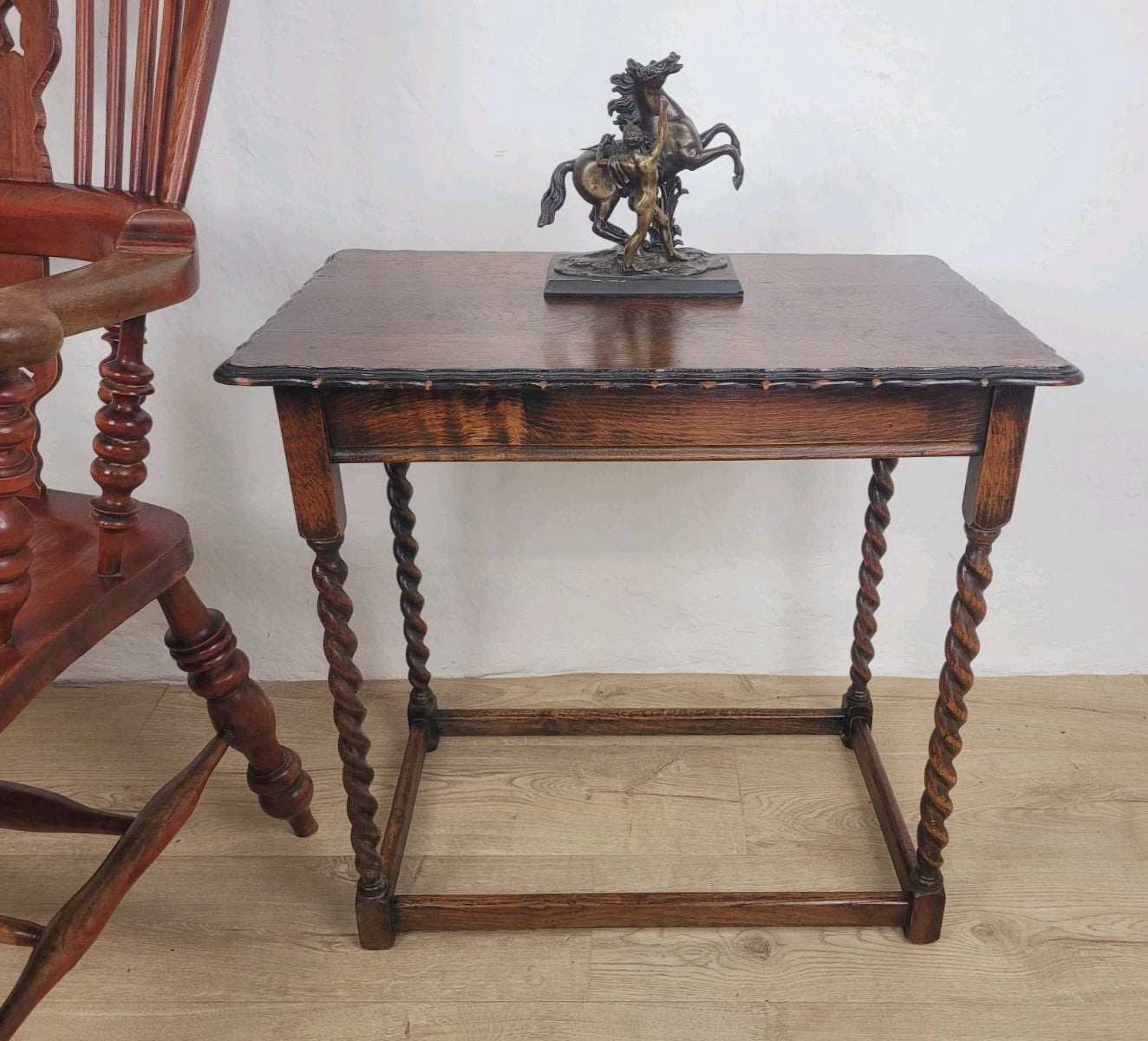 Barley Twist Side Table English Country 19th Century Antique Postage Available