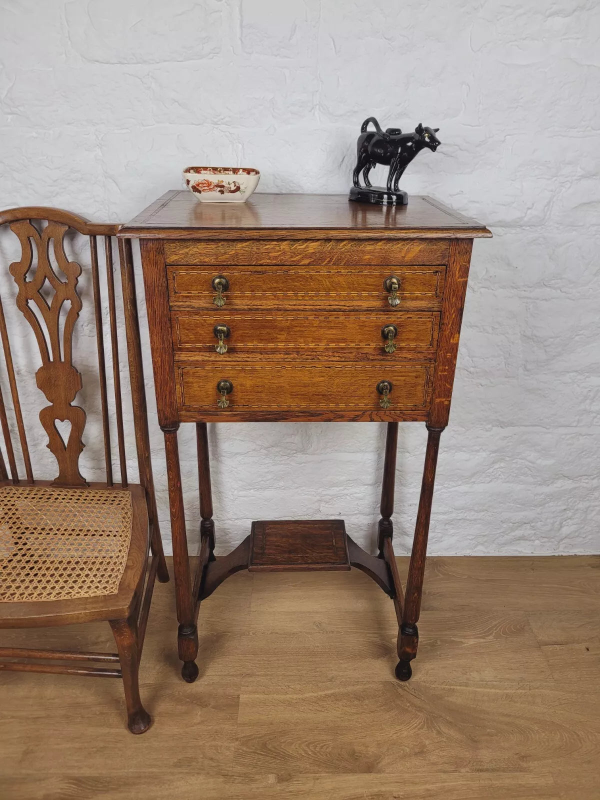 Edwardian Collectors Cabinet Inlaid Oak Graduating Drawers Delivery Available