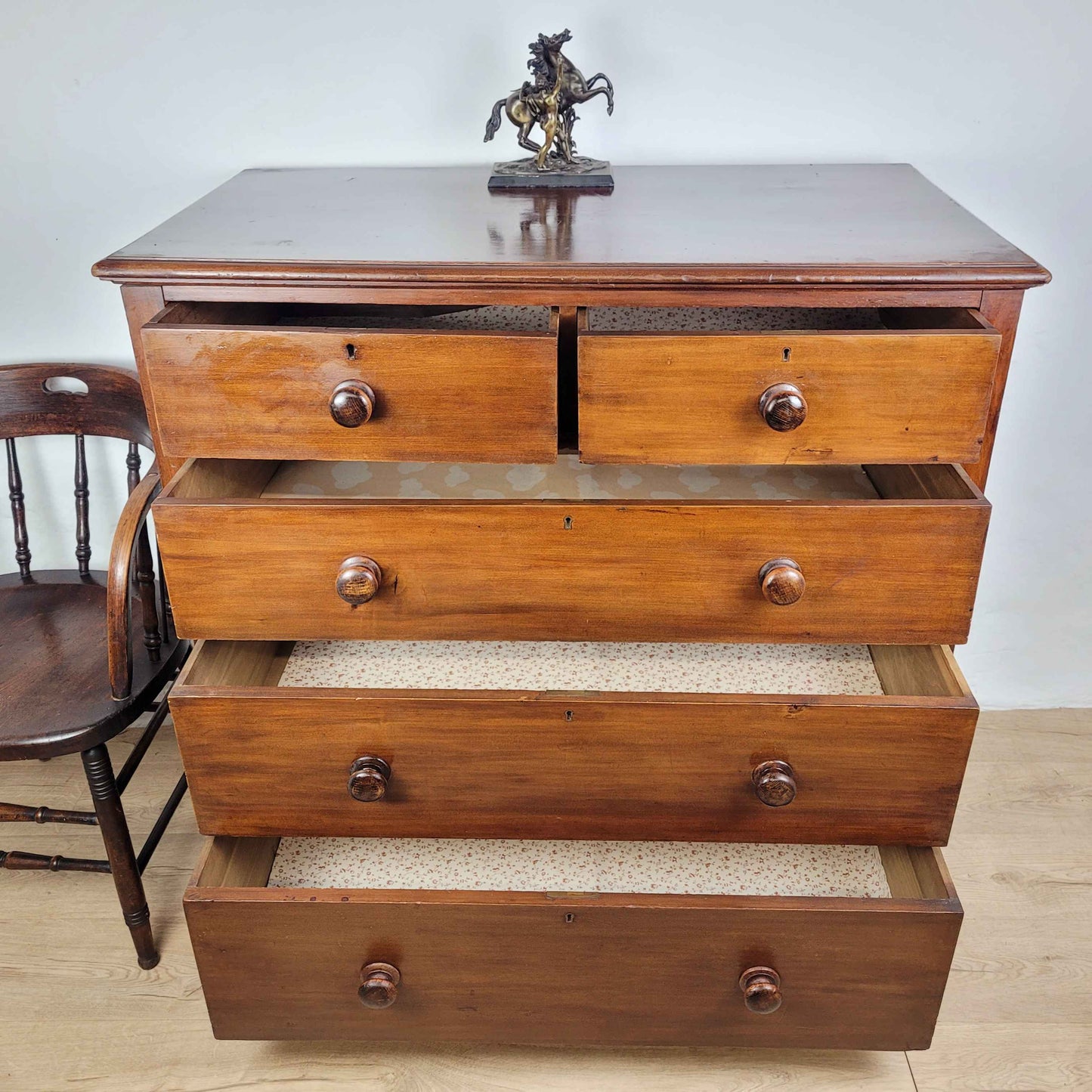 Victorian Chest of Drawers 2 Over 3 19thC Bun Handles Delivery Available