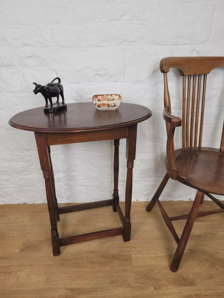 Edwardian Oval Side Table Hall Turned Legs Mahogany English Postage Available